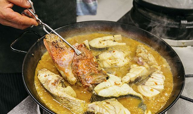 Bullit de Peix, a fish dish that is iconic in Ibizan cuisine and Spanish cuisine.