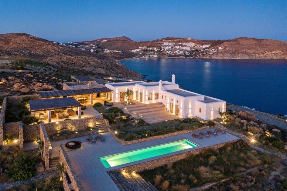 Night shot of Villa Dante in Mykonos, one of the Villas In Luxury's Ultimate Luxury Villas.
