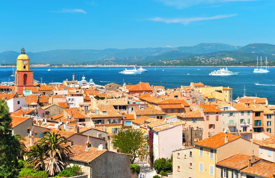 View of St Tropez towards the Gulf of St Tropez