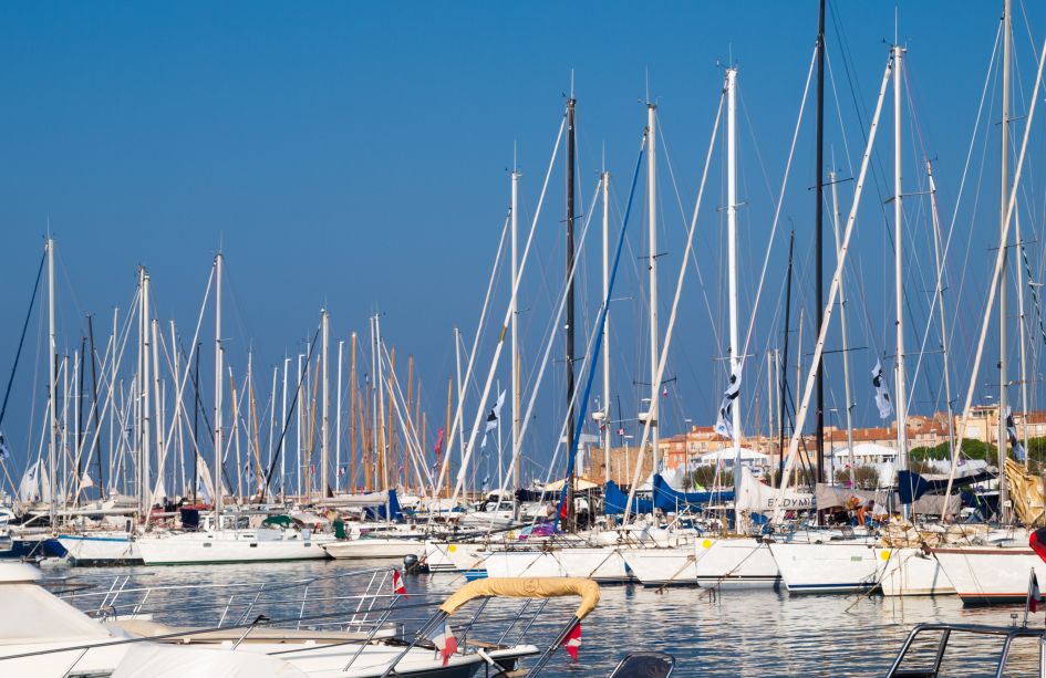Sailing boats in St Tropez marina