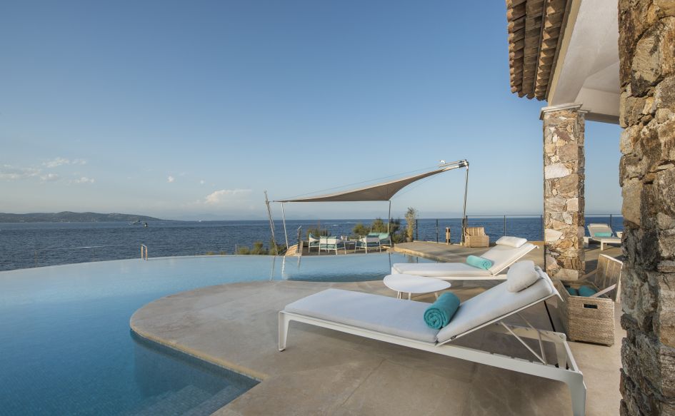 Sea view from the pool terrace of Villa Water's Edge in St Tropez.