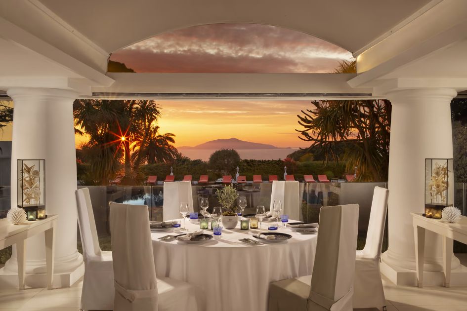 Sunset view from L'Olivo Restaurant in Capri