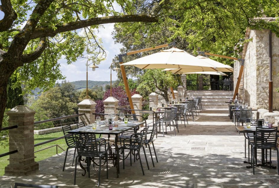 Al Fresco Dining at Borgo Pignano Al Fresco Restaurant on the Borgo Pignano Estate. Here, guests can taste authentic Italian dishes in the sunshine, with locally sourced produce.