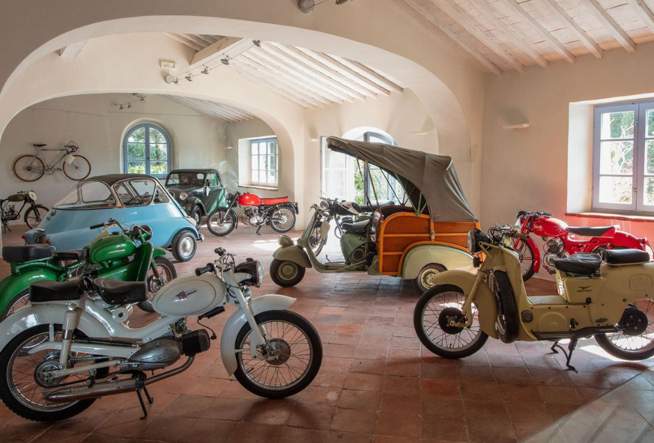 Classic Car Collection at Borgo Pignano Estate A collection of classic and historical cars and motor vehicles owned by the Borgo Pignano Estate, which shows Italy's involvement in the development of the automotive industry. A great way to learn and experience culture on your luxury villa holiday in Tuscany.