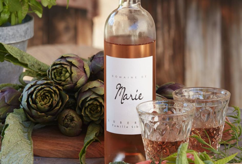 Le Domaine de Marie, Provence, France Foreground picture of La Domaine de Marie signature rosé wine.