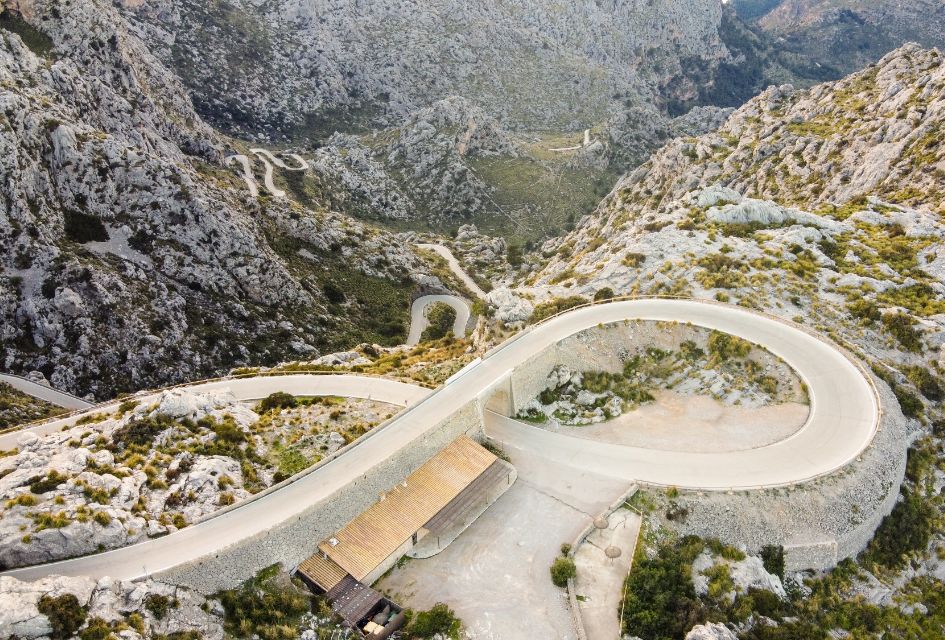 Sal Colobra, Mallorca. Credit: ©pbsm Bird's eye view of the 270° hairpin turn on the Sal Colobra climb, Mallorca.
