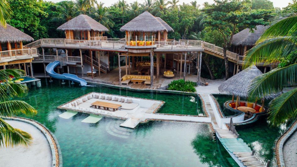 The Private Reserve, Soneva Fushi, Maldives A secluded waterpark villa, offering moments of relaxation as well as a fun area to splash around with the little ones.