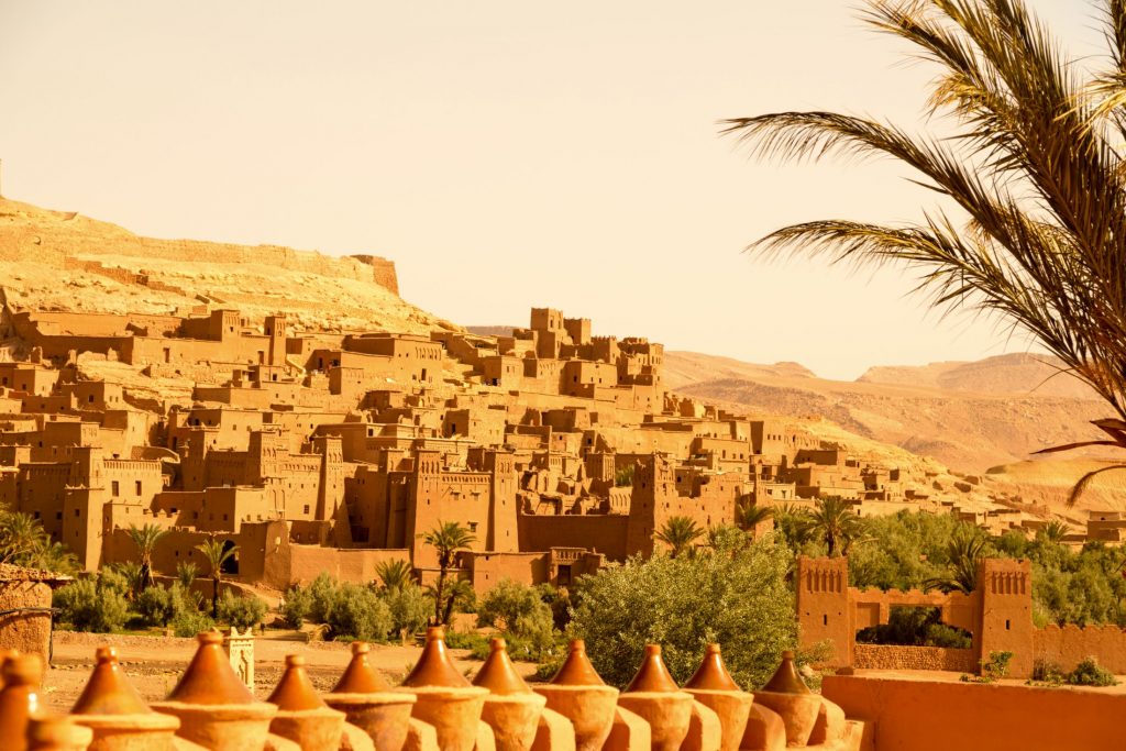 Aït Benhaddou, Morocco. Copyright - uchar @ canva.com Landscape image of the clay-coloured buildings in Aït Ben Haddou – a UNESCO World Heritage Site that became the city of Troy and was used as a filming location in The Odyssey.