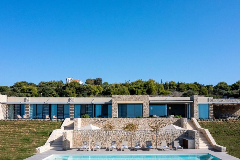 Villa Sadie, Peloponnese With blue skies, exposed brick and an inviting swimming pool found beneath layered terraces, Villa Sadie in the Peloponnese region of Greece provides the ultimate base. It also lies under a 10-minute drive from Methoni Castle, used in the filming of The Odyssey.